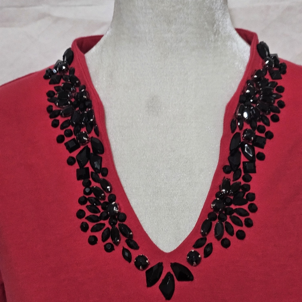 Ruby Rd. Red Blouse with Black Accents - Picture 3 of 8